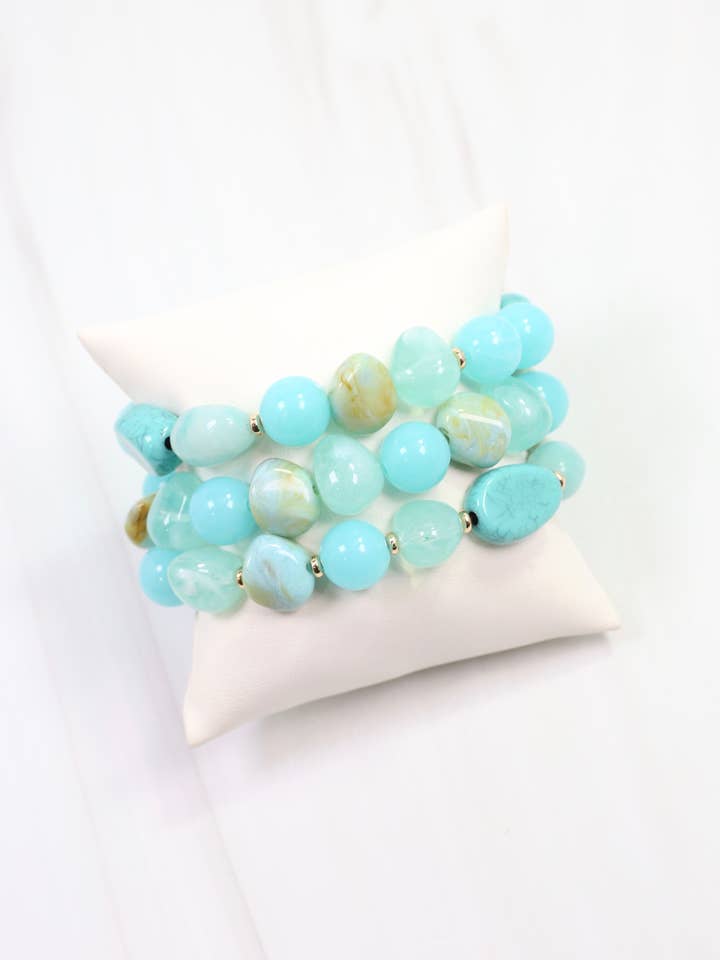 Rockville Beaded Bracelet Set Turquoise for wholesale by Caroline Hill