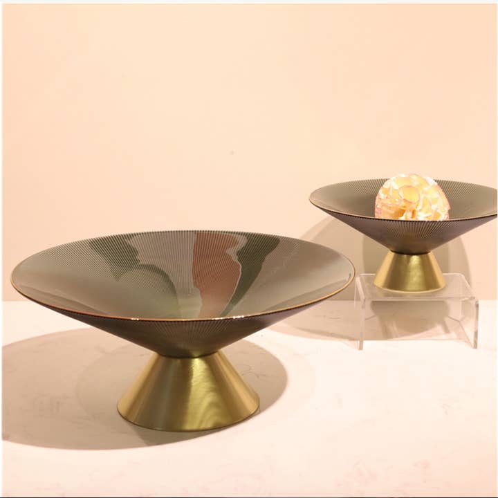 Noah Decoration - Wholesale Decorative Plate/Dish/Bowl - Golden glass fruit bowl, fruit plate ,salad bowl