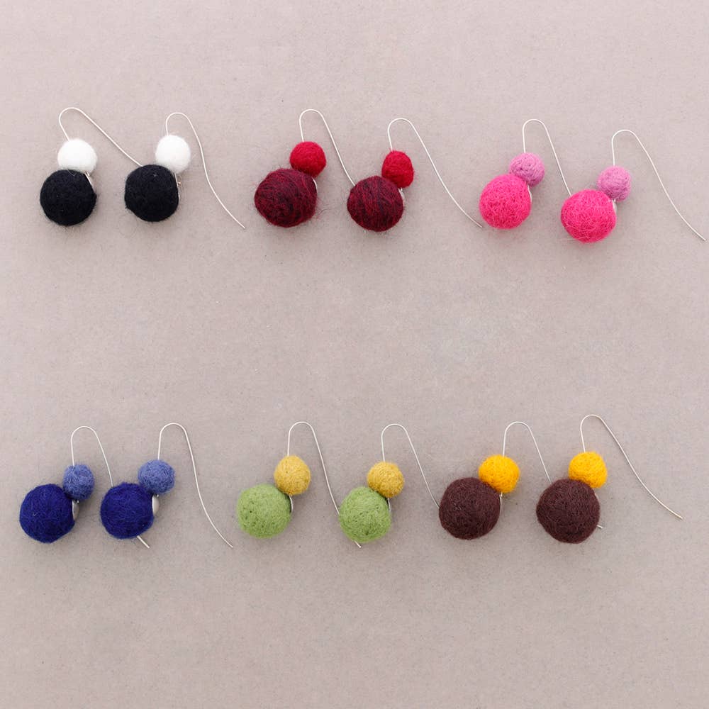 Sonata - Wholesale Snap Jewelry - Wool Ball Earrings4
