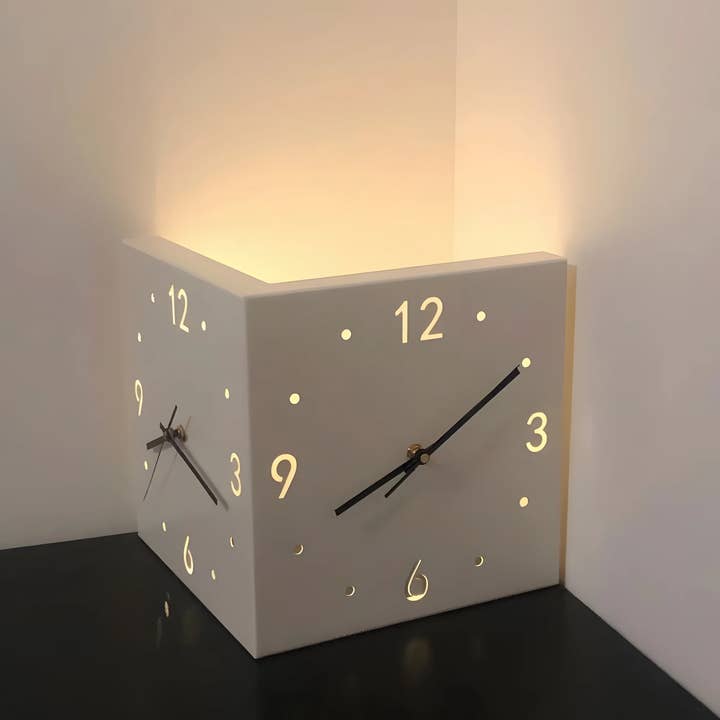 Yellow Voice Sensor Backlit Corner Clock for wholesale on Faire