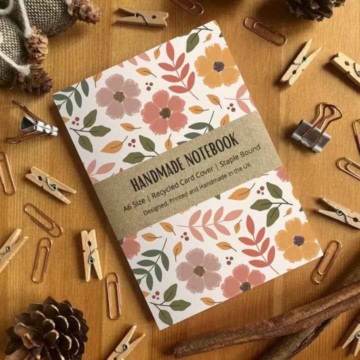 Autumn Floral Handmade A6 Size Notebook for wholesale by SH Designs