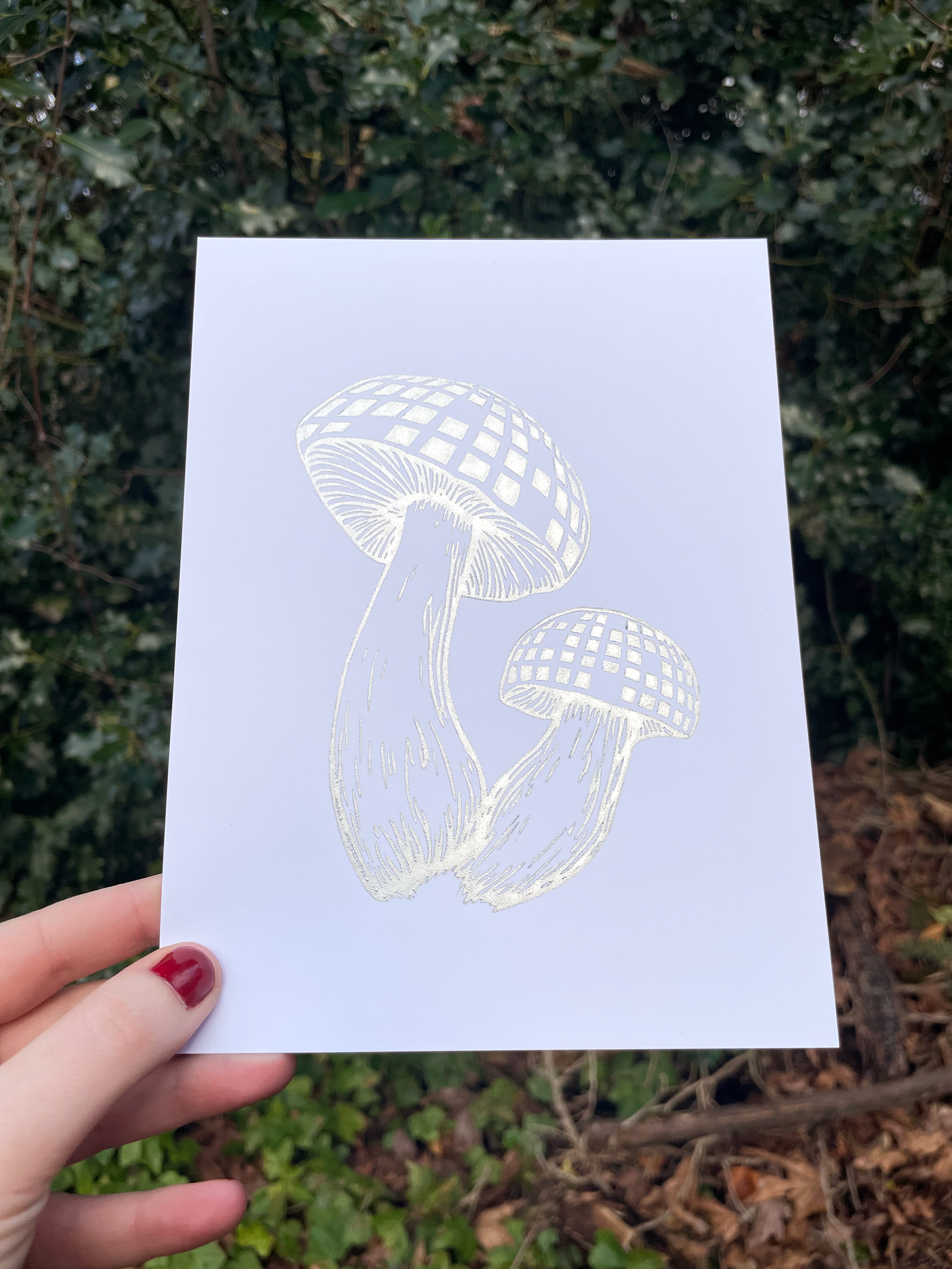 Augury Press – wholesale Konsttryck – Disco Mushroom Linocut-tryck1