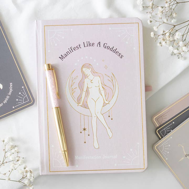 Something Different Wholesale - Wholesale Journal/Diary - Goddess Energy A5 Manifestation Journal and Rose Quartz Crystal Pen