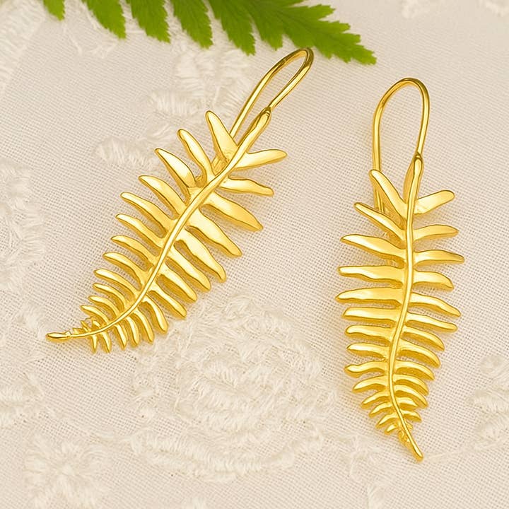 Wild & Free - Wholesale Dangle Earrings - Pendientes de hoja de helecho0