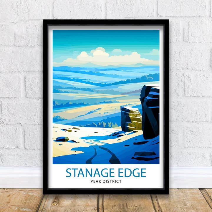 Stanage Edge Poster Peak District Art Climbing for wholesale by InkNPrintz