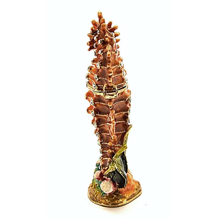 Ciel Collectables - Venta al por mayor Joyero/organizador de joyas - Caja de baratijas con forma de caballito de mar marrón. Cristales Swarovski engastados a mano