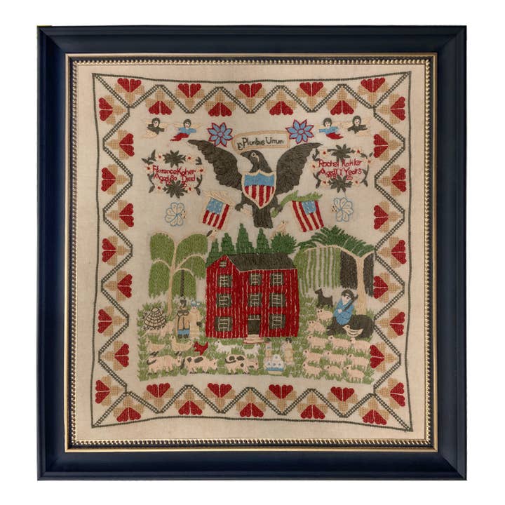 Madison Bay Co. - Historical Home Decor Reproductions - Wholesale Art Print - Rachael Kohler Antique Needlepoint Sampler Framed PRINT