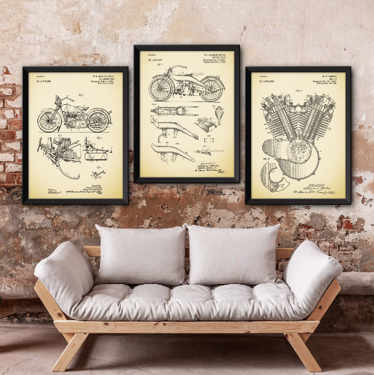 Artable – wholesale Galleriväggselement – Harley Davidson patenttryck, set om 34