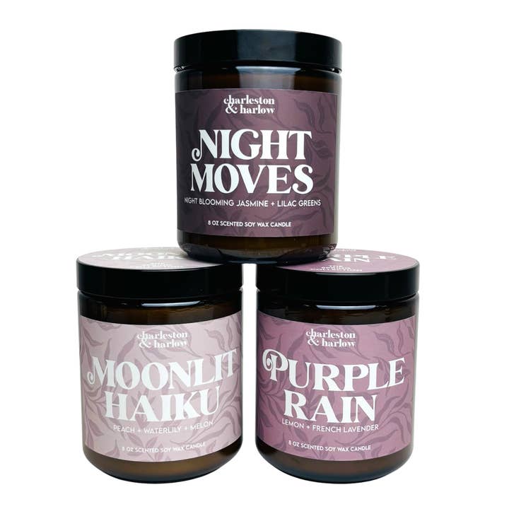 Charleston & Harlow Candle Co. - Vente Bougie en bocal - Haïku au clair de lune de PRINTEMPS - Nénuphar Pêche Melon - Bougie en cire de soja2