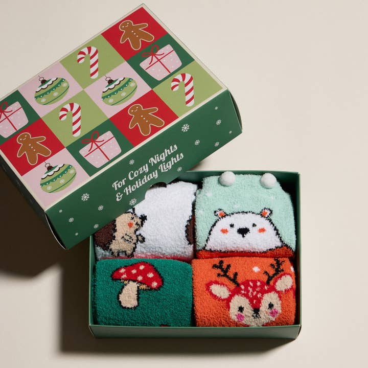 Holiday Animal Cozy Socks Gift Box Set for wholesale by Frem