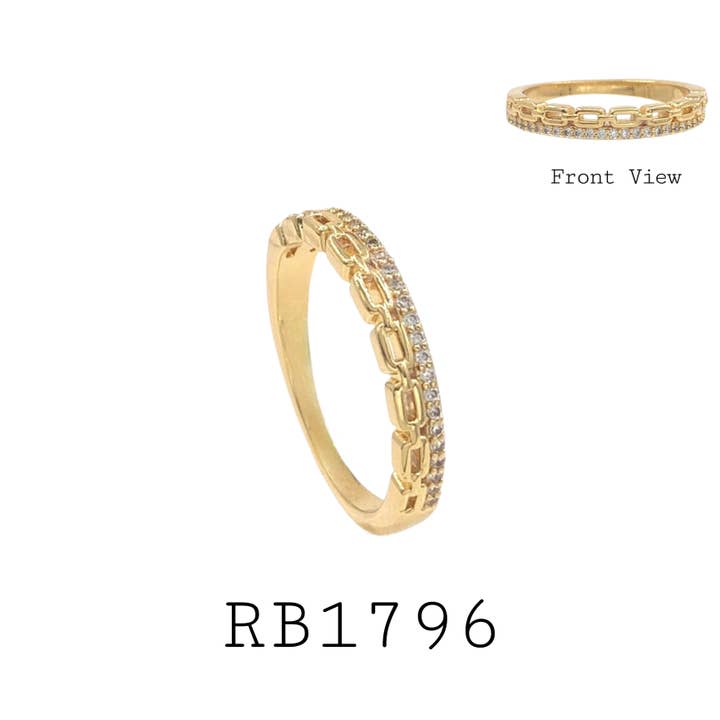 Bague de fiançailles à double bande en zircone cubique pavée et maillée pour la vente par Nisso & Co. NYC Jewelry Wholesale