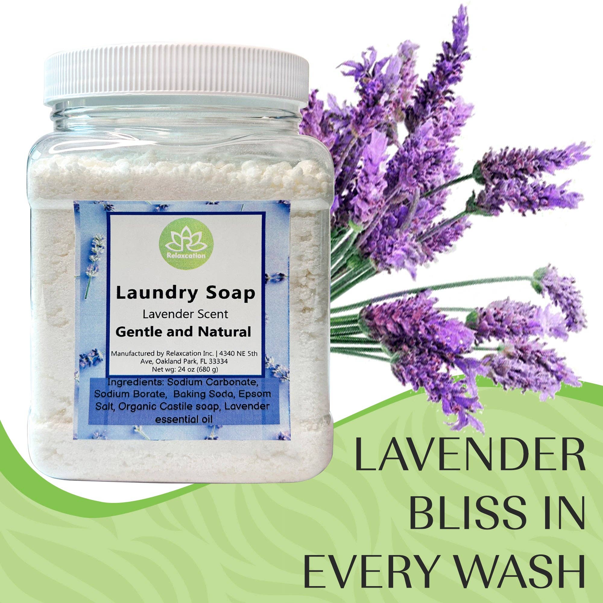 Relaxcation - Wholesale Laundry Detergent Powder/Pods - Natural Lavender Laundry Soap Detergent - 24oz5