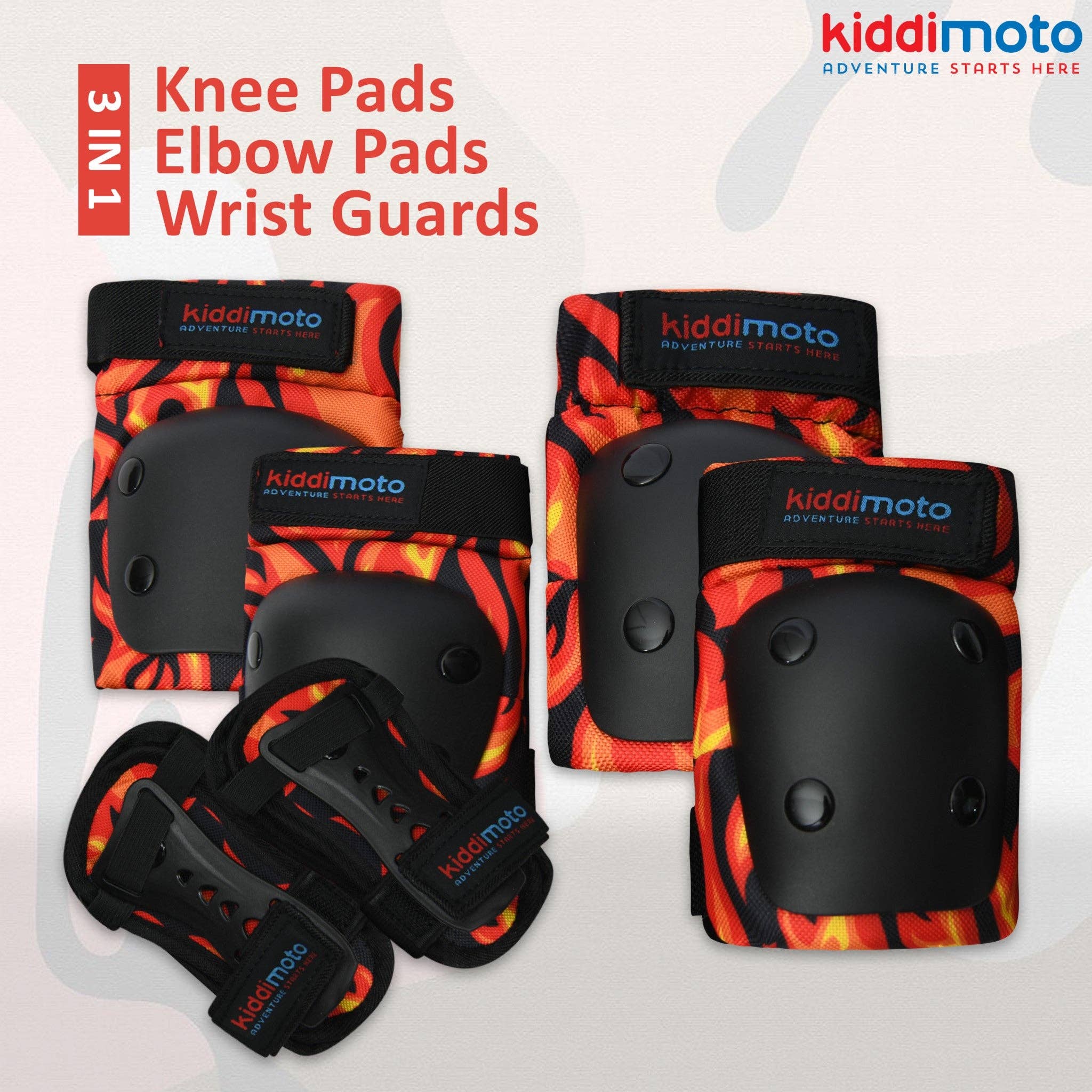 Kiddimoto – wholesale Sporttillbehör – Flames Pad Set - Armbågs-, knä- och handledsskydd0