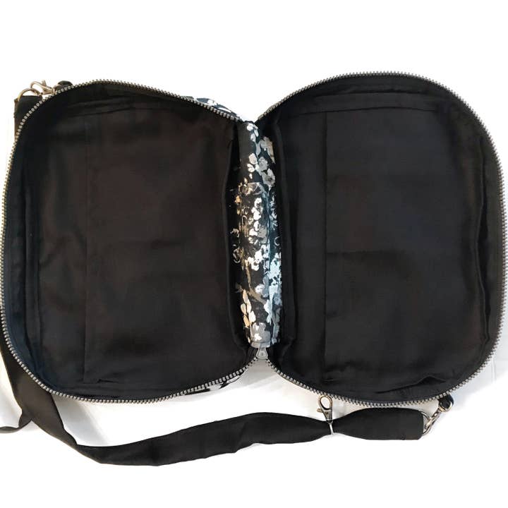 Modesty n Mind - Wholesale Crossbody Bag - Women's - Bible Cover Purse in Black Floral Canvas5