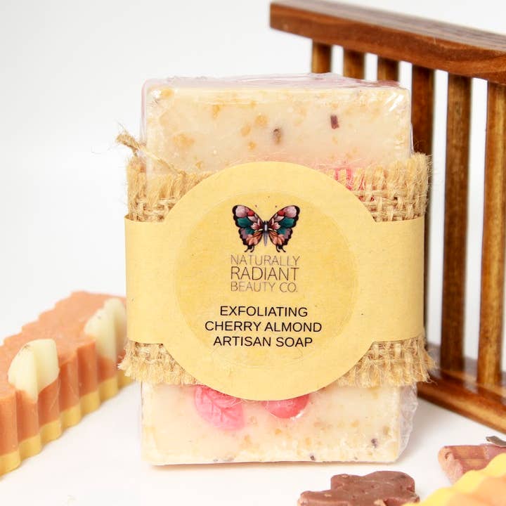 Naturally Radiant Beauty – wholesale Bar Soap – Cherry Almond Exfoliating Artisan Soap Bar3