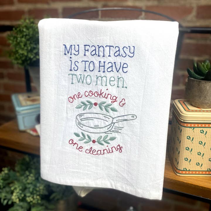 Colonial Patterns, Inc. - Vendita all'ingrosso Strofinacci - Strofinaccio da tè Aunt Martha's® Dirty Laundry, motivo: My Fantasy Two Men2