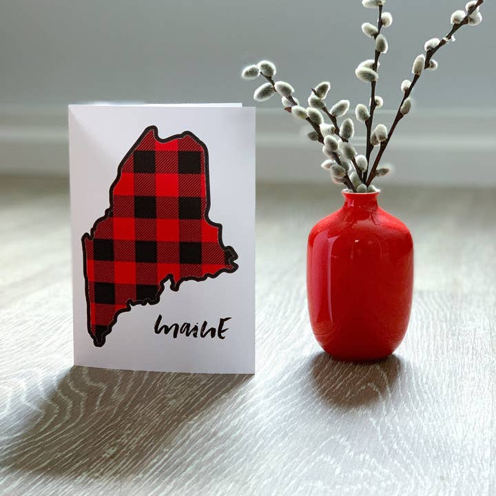 Maine Buffalo Plaid Håndlavet Kort af StoneDonut Design for engroshandel hos Stone Donut Design, LLC