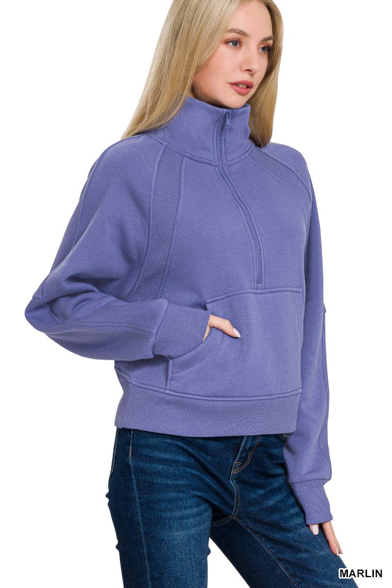 42POPS - Wholesale Sweatshirt - Women's - `.Half Zip Cropped Pullover13