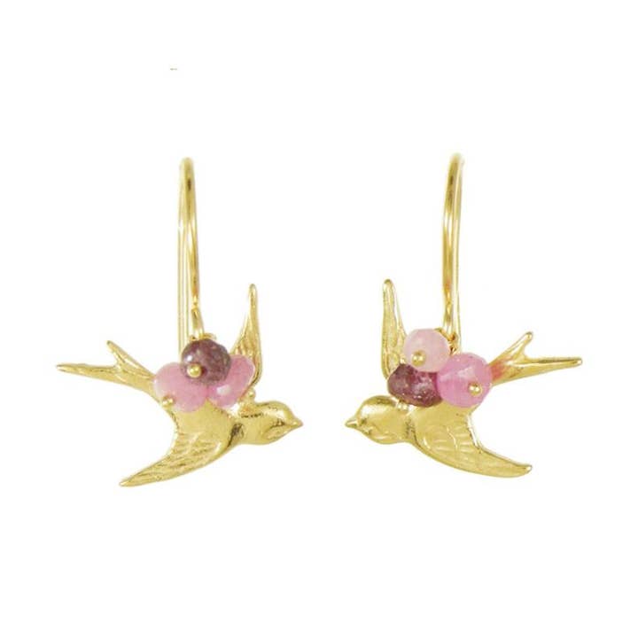 Bird Earrings With Gemstones for wholesale by Catherine Weitzman