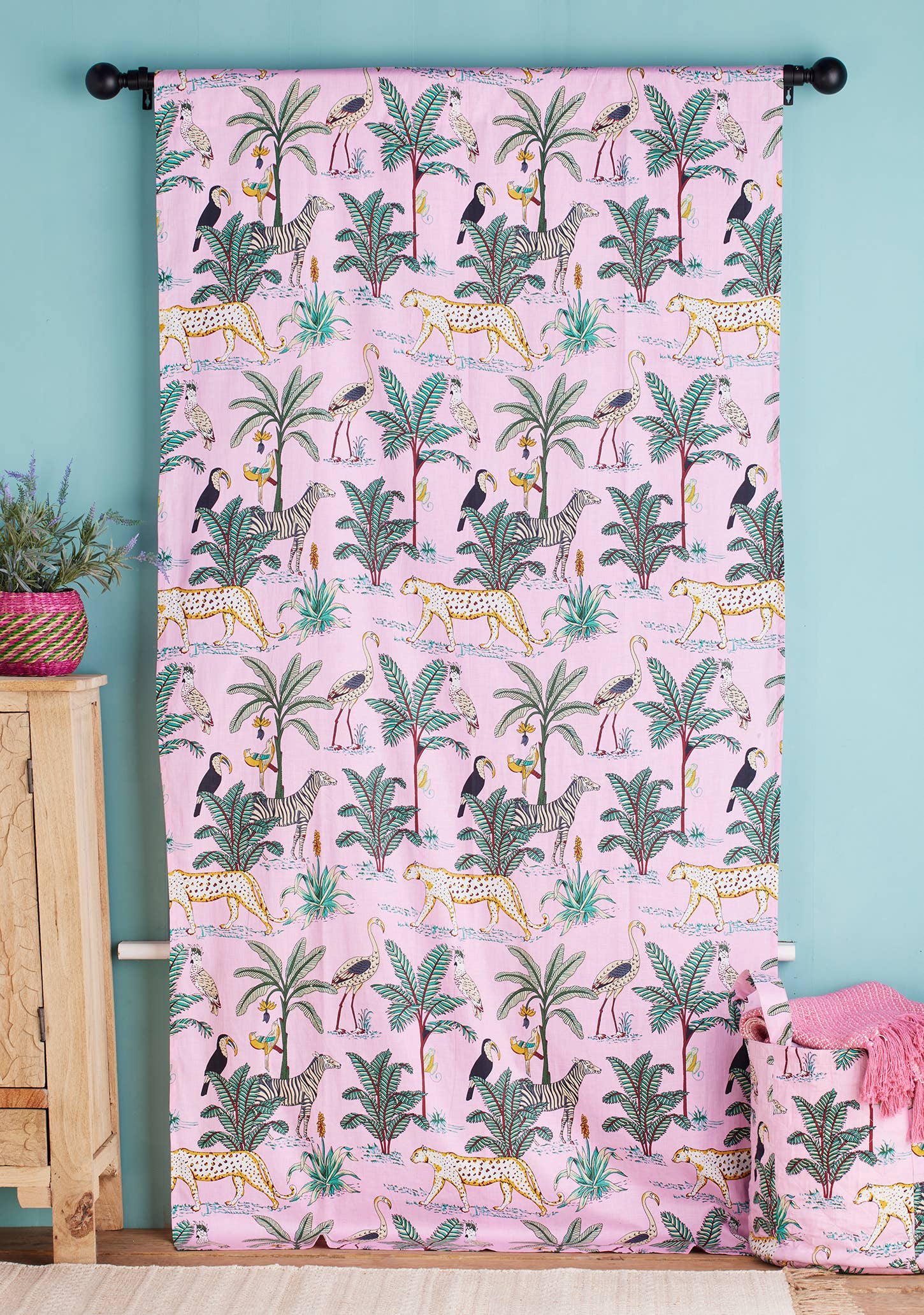 Namaste - Vente Rideaux - Rideau à motif jungle - Rose1