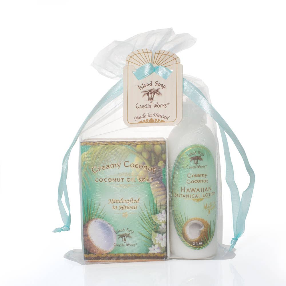 Island Soap & Candle Works - Wholesale Gift Bag Set/Pack - Creamy Coconut Organza Gift Bag0