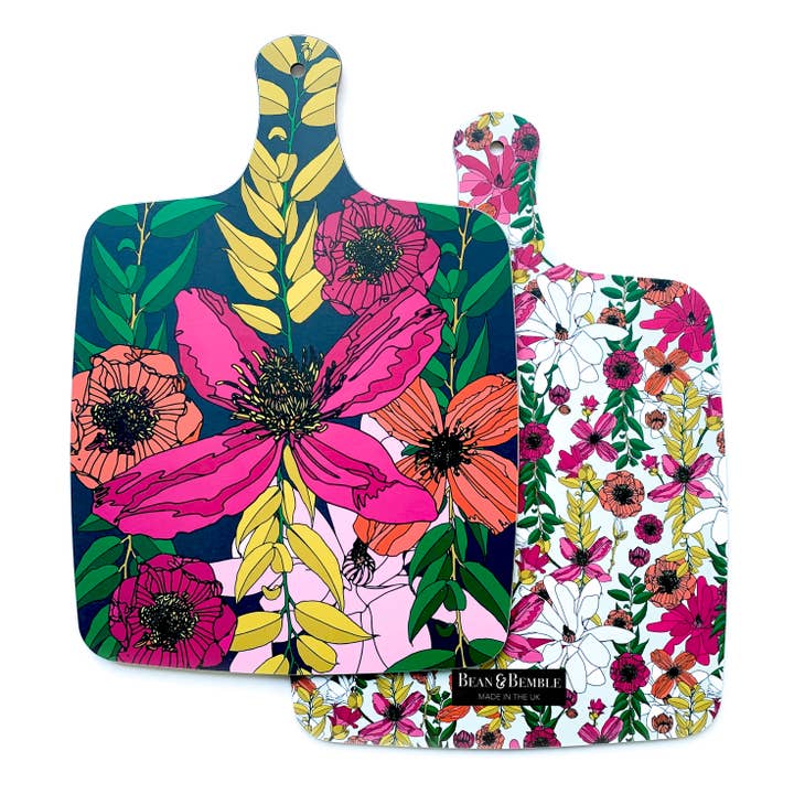 Bean and Bemble - Wholesale Cheese Board - Cheese Board Double Sided Large Melamine Vivid Garden Blooms Floral3