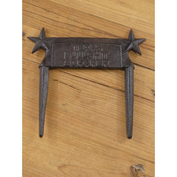 CAST IRON TEXAS BULLSHIT SHOE / BOOT SCRAPPER SIGN for wholesale by Midwest Craft House