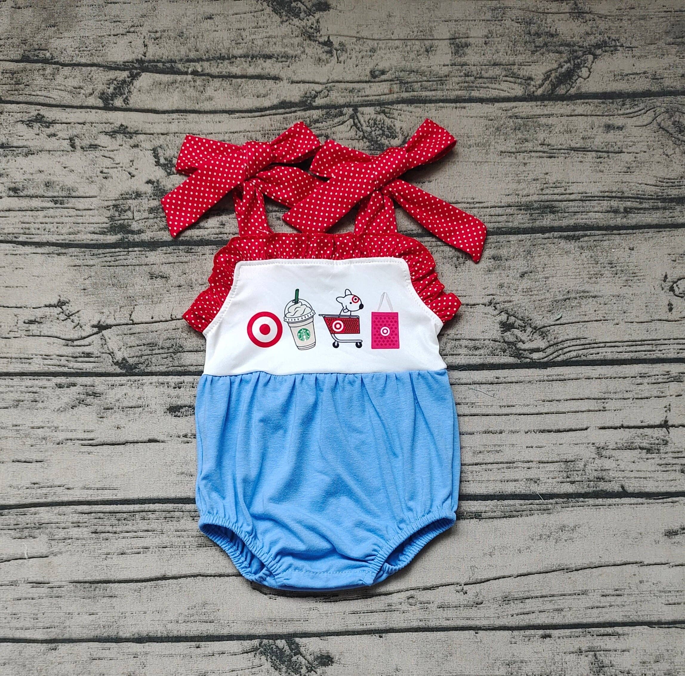 Aier Wholesale - Wholesale Bodysuit (Non-Footed) - Baby - Baby Girls Straps Coffee Cart Summer Rompers1