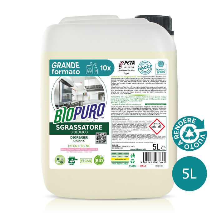 NIVEL SRL SOCIETÀ BENEFIT - Vente Nettoyant multi-surface - Biopuro - Dégraissant Universel Bio 5L0