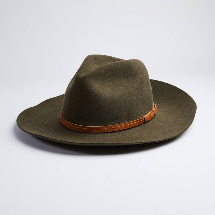 Rancher Style Olive Green Fall Felt Hat - Unisex for wholesale by Elegancia Tropical Genuine Panama Hats