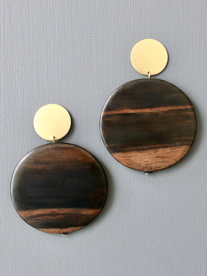 Orecchini a perno in legno d'ebano JLTE24 per la vendita all'ingrosso da parte di David Aubrey Jewelry