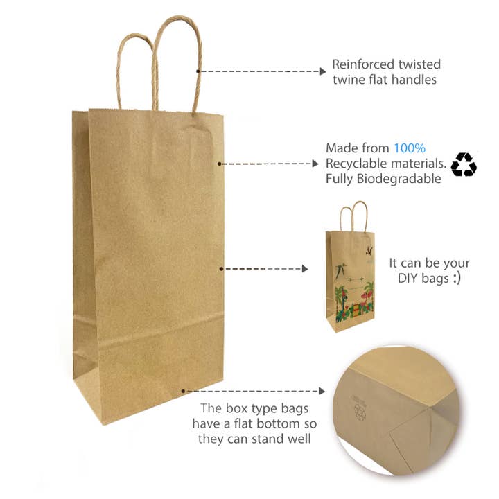 Kis Paper - Wholesale Wine Gift Bag - Double Wine 6.5x3.5x12.375 inches Kraft Paper Bags4