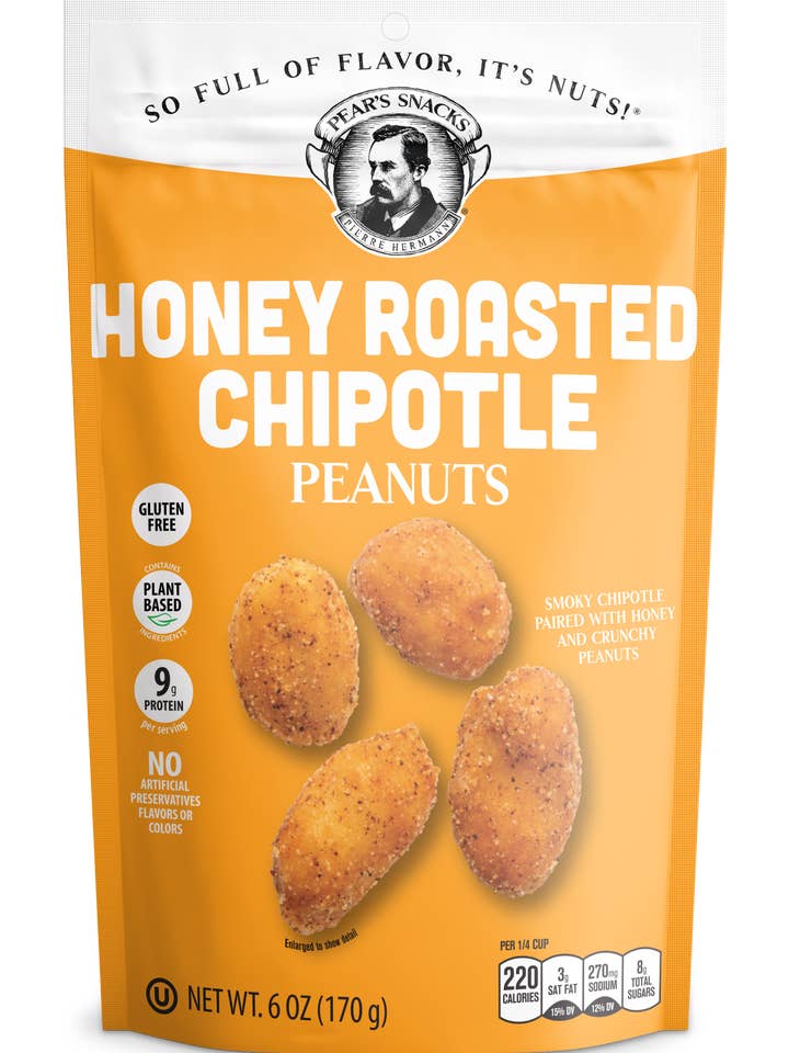 Honey Roasted Chipotle Peanuts (6oz x 6) for wholesale by Pear's Snacks