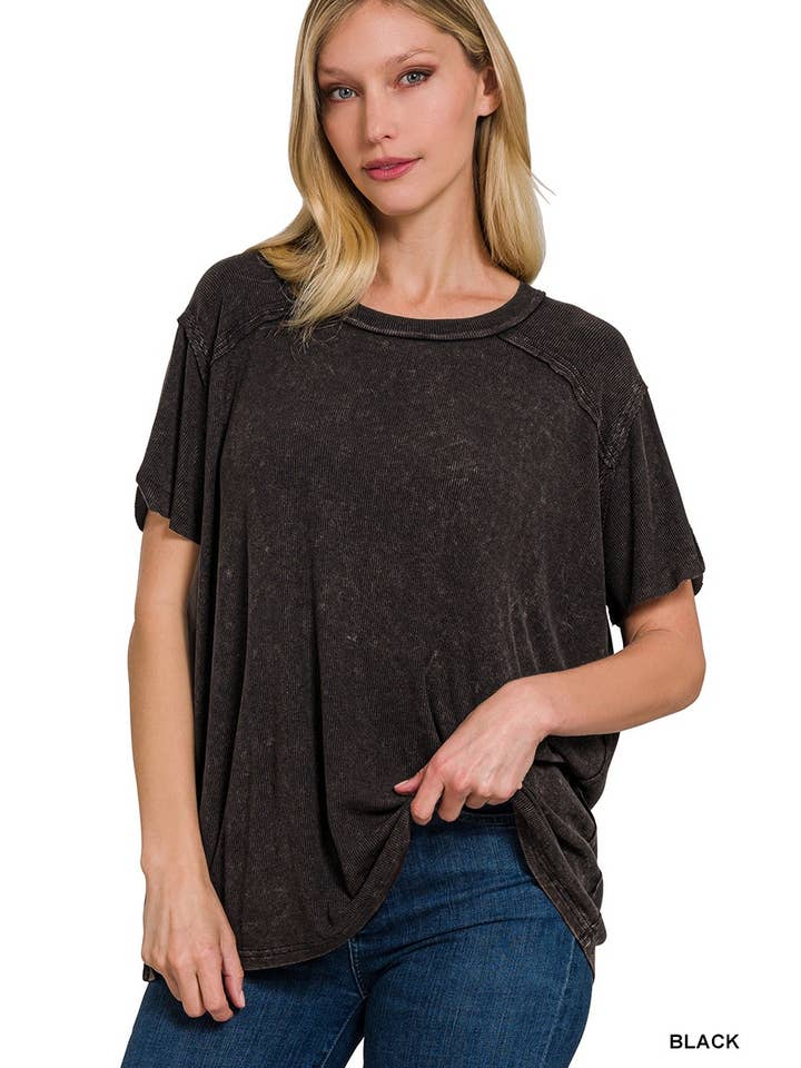 42POPS – Großhandel Strickoberteil – Damen – Geripptes Kurzarm-Oberteil mit Bootsausschnitt.22