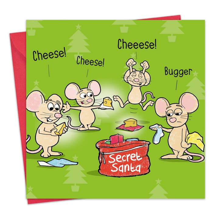 Mouse Secret Santa - Humour Christmas Card for wholesale by Twizler Ltd