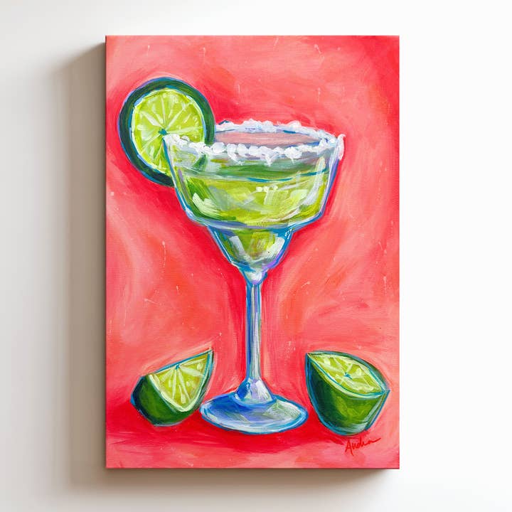 Impression sur toile Margarita - Peinture d'art de bar à cocktails, cuisine, plage pour la vente par Audra Style