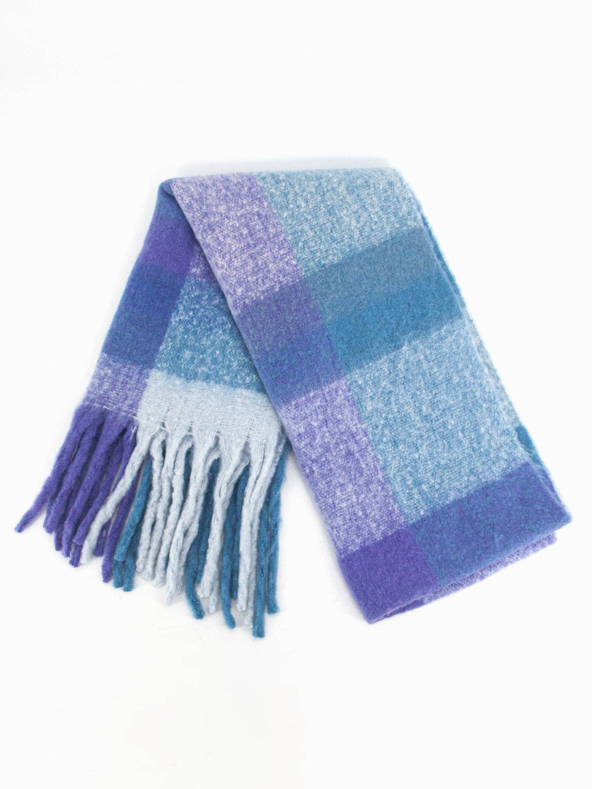 Sarta Accessories - Vendita all'ingrosso Sciarpa - Donna - Sciarpa Allie Heavyweight, colore: blu/viola, a blocchi di colore quadrato1
