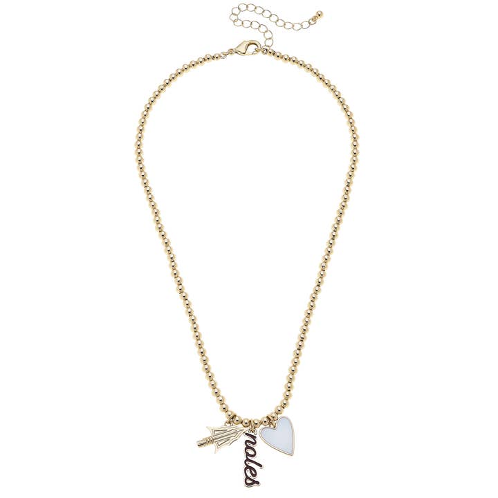 Florida State Seminoles Ball Bead Charm Necklace for wholesale by Canvas Style