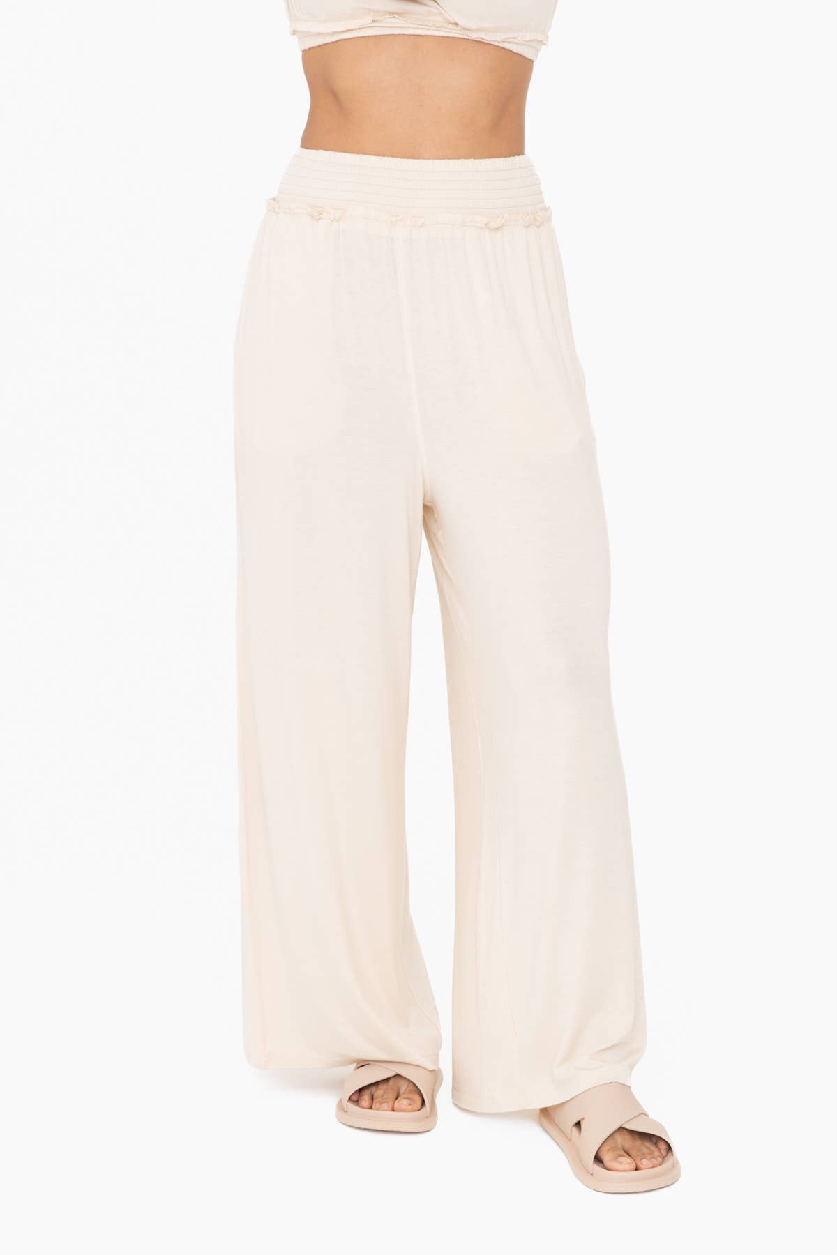 Mono B - Wholesale Pants - Women's - Smocked Waist Wide-Leg Pants5