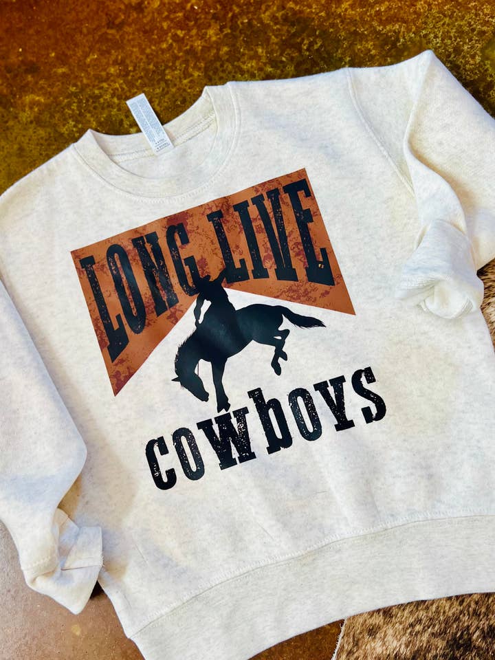 Long Live Cowboys Toddler Crewneck for wholesale by Backroad Threads Wholesale