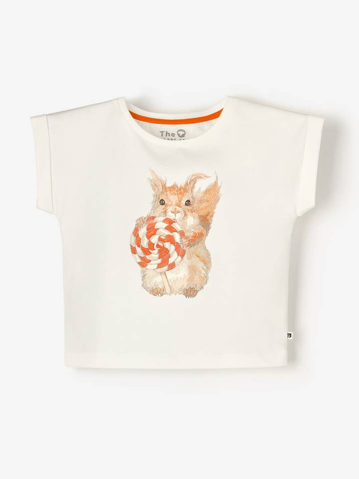T-shirt met biologische kapmouwtjes - Lolly Squirrel voor wholesale door The QT (EU)