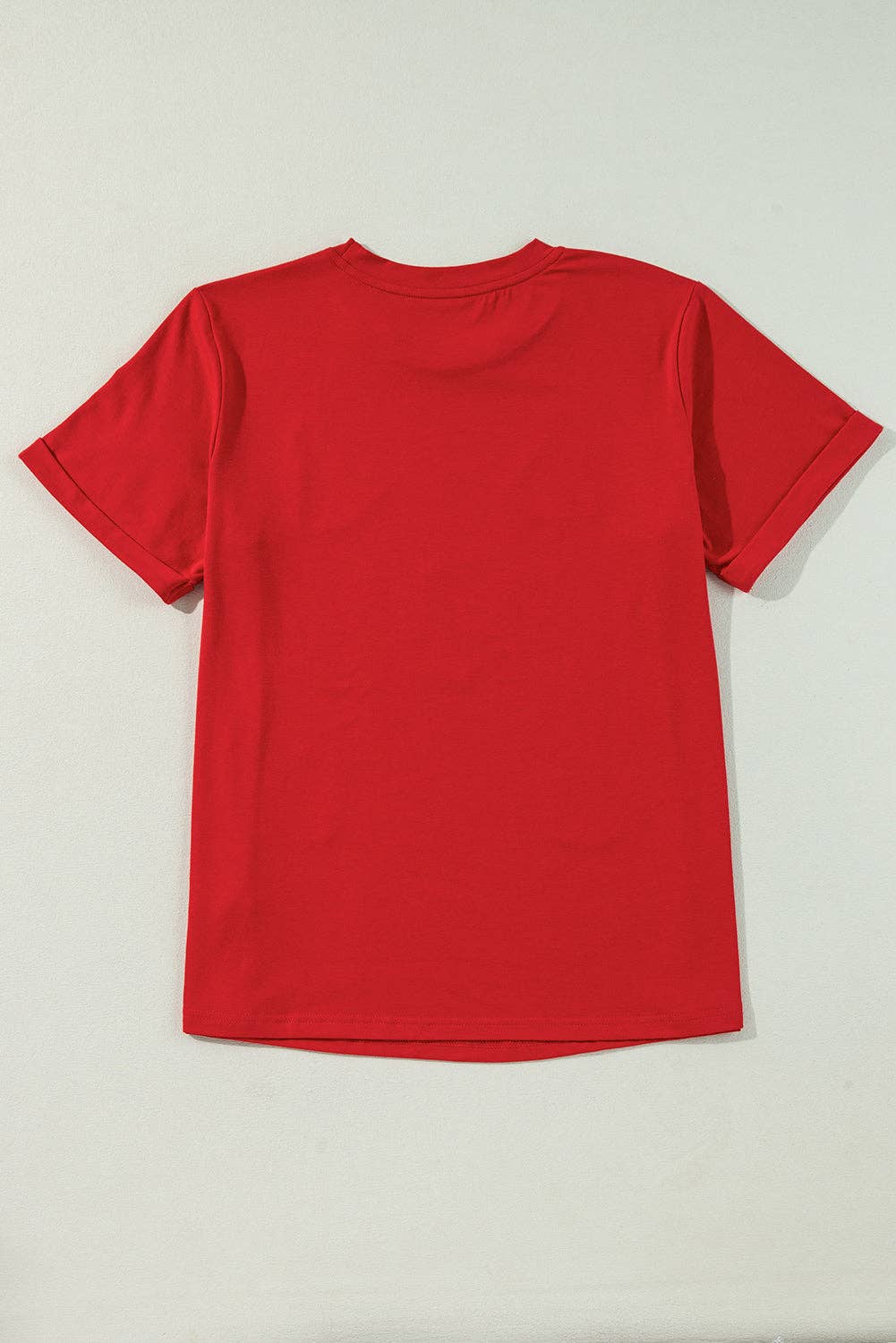 Sequin Christmas Tree Holiday Graphic Red Crewneck Tee for wholesale on Faire7