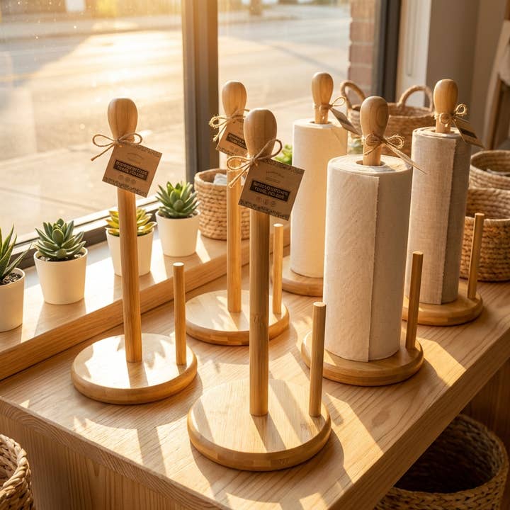 Porte-rouleau d'essuie-tout en bambou | Essuie-tout réutilisables pour la vente par Bamboo Switch