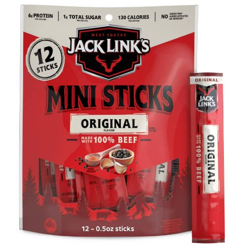 Jack Links Original Mini Beef Sticks 12pk for wholesale by Merchandise Unlimited