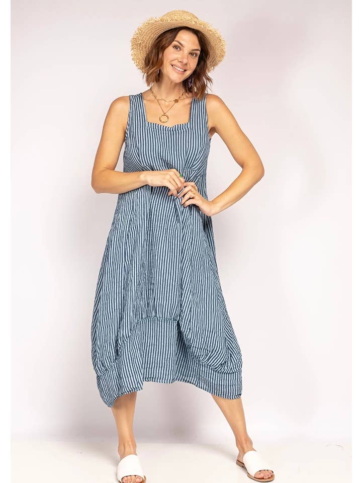 LINEN & COTTON HOUSE - Wholesale Dress - Women's - ROBE EN LIN 322 8119 RAYÉE PRINTEMPS ÉTÉ VÊTEMENTS15