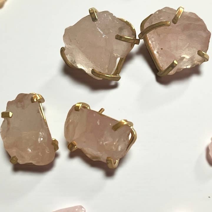 jools & joplin - Wholesale Stud/Post Earrings - Rose Quartz Studs2