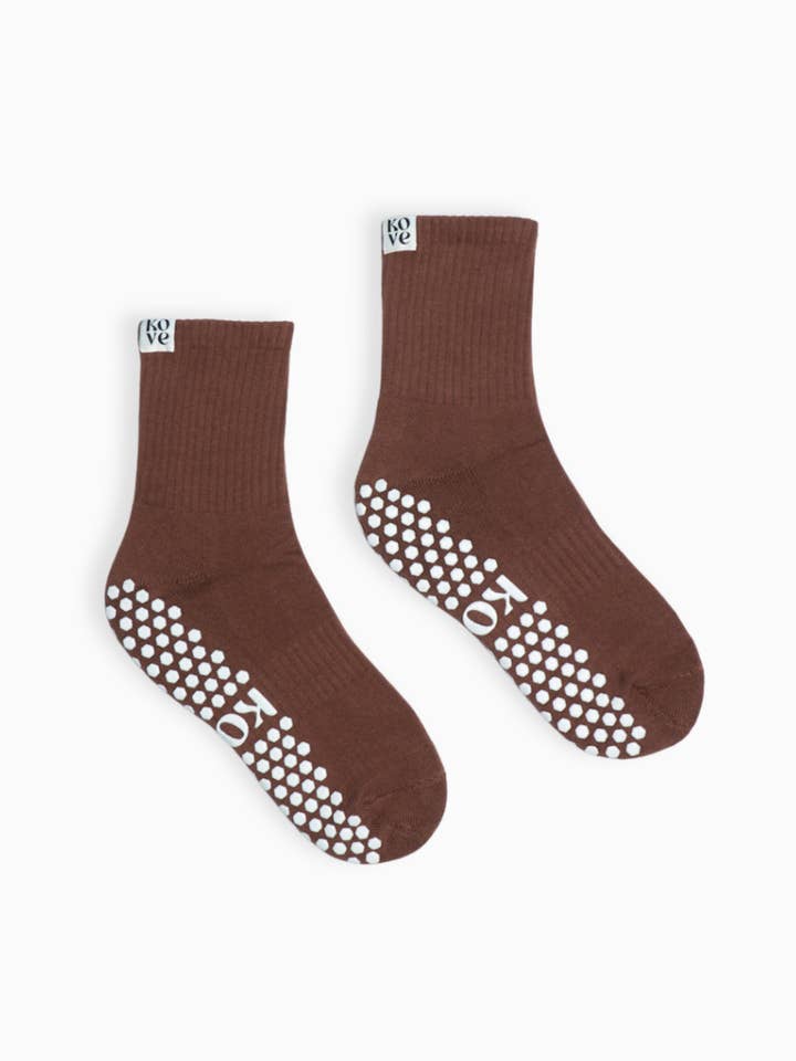 Espresso - Les Basics Grip Socks for wholesale by Kove