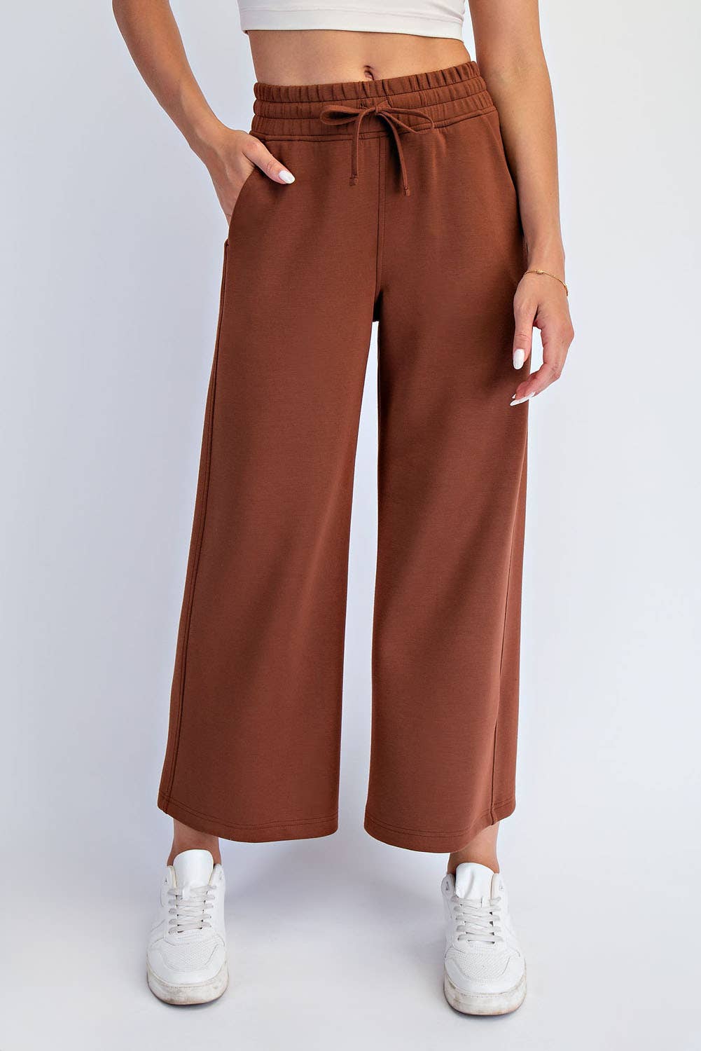Peace Love Line - Wholesale Pants - Women's - PL9595 - MODAL SCUBA CROPPED WIDE PANT18
