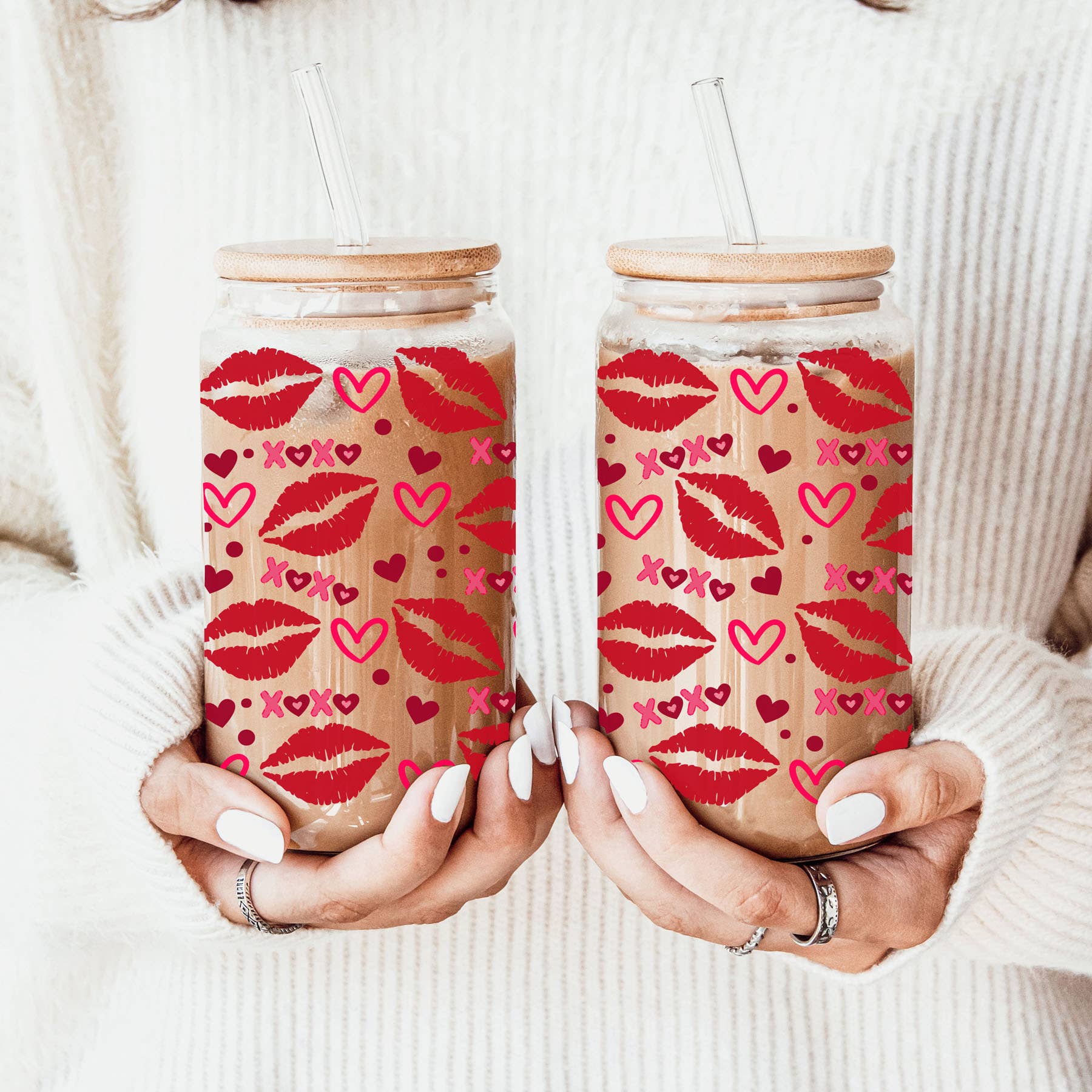 Gia Roma - Wholesale Coffee Mug - Valentines Glass Tumblers Heart Smiley, Galentines Gift Idea28