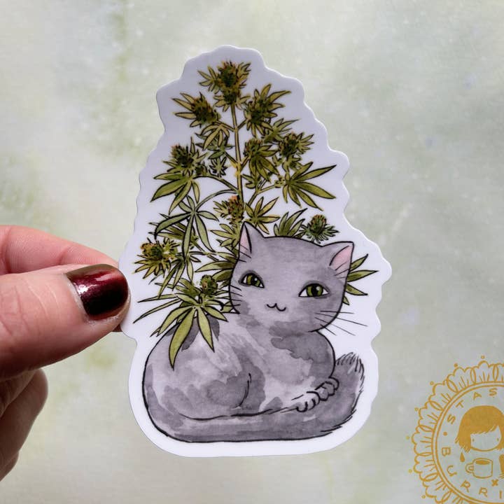 Autocollant - Weed Kitty pour la vente par Stasia Burrington Illustration